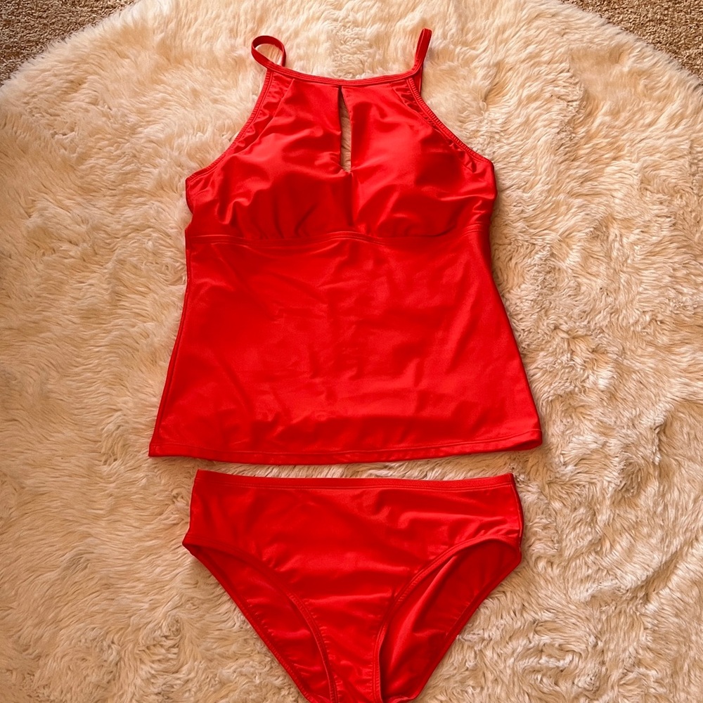 Ellen Tracy Red Women's Swim Set Sz 12